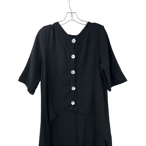 Oh My Gauze Florida Womens Size 1 Black Button Down Tunic Dress Boho Asymmetric - Picture 10 of 13